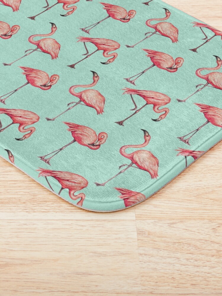 Alternate view of Flamingo Pattern - Blue Bath Mat