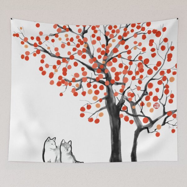 Item preview, Shiba Inu Family Under The Persimmon Tree designed and sold by riceandink.