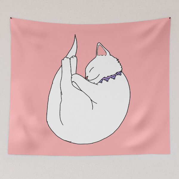 Item preview, white cat, little furry kitty drawing designed and sold by ventumpluviam.