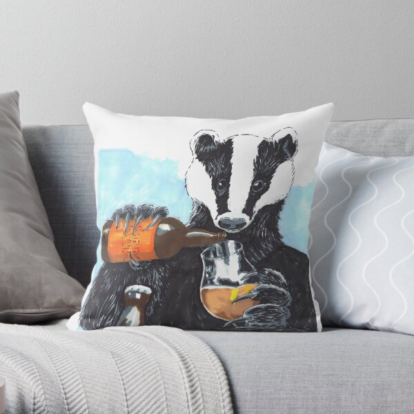 Craft Beer Badger Throw Pillow