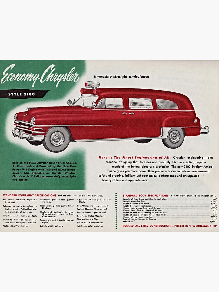 1953 Economy-Chrysler Limousine Straight Ambulance advertisement by liesjes