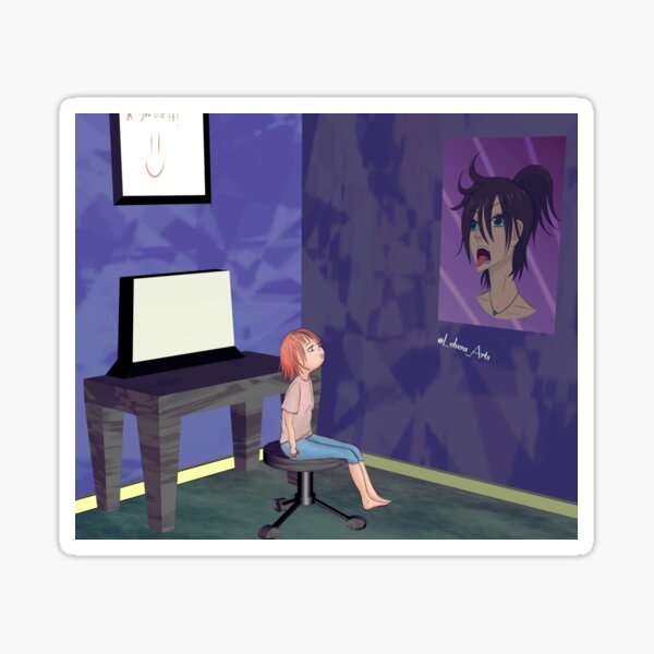 Sad girl anime manga japanese japan poster weeb 3D 2D design Sticker