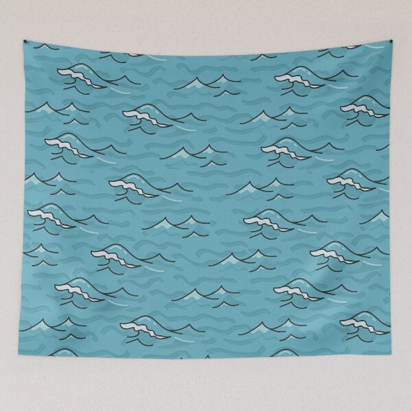 Item preview,  Light blue ocean waves seamless vector pattern.  designed and sold by Limolida.