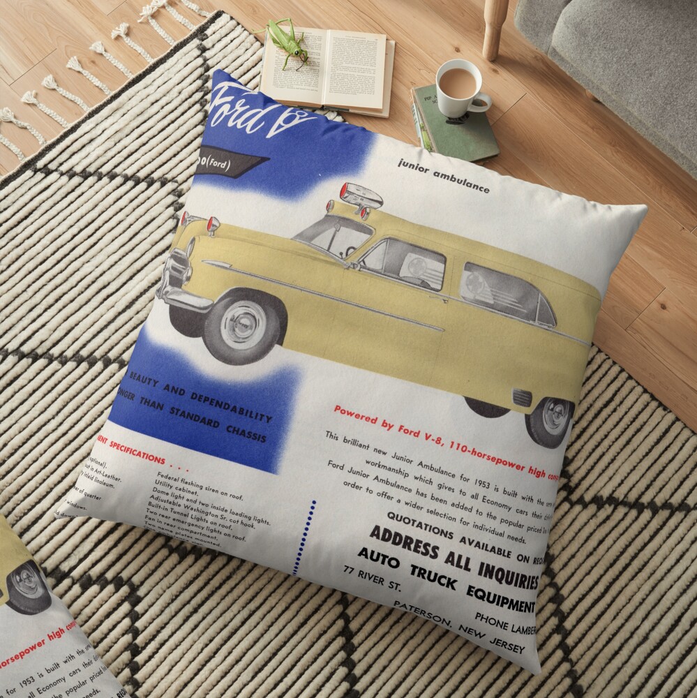 1953 Ford Junior Ambulance advertisement Floor Pillow