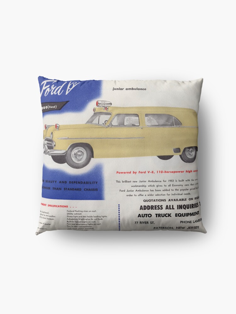 Alternate view of 1953 Ford Junior Ambulance advertisement Floor Pillow