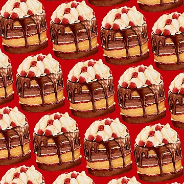 Artwork thumbnail, Chocolate Raspberry Cake Pattern by Kelly Gilleran