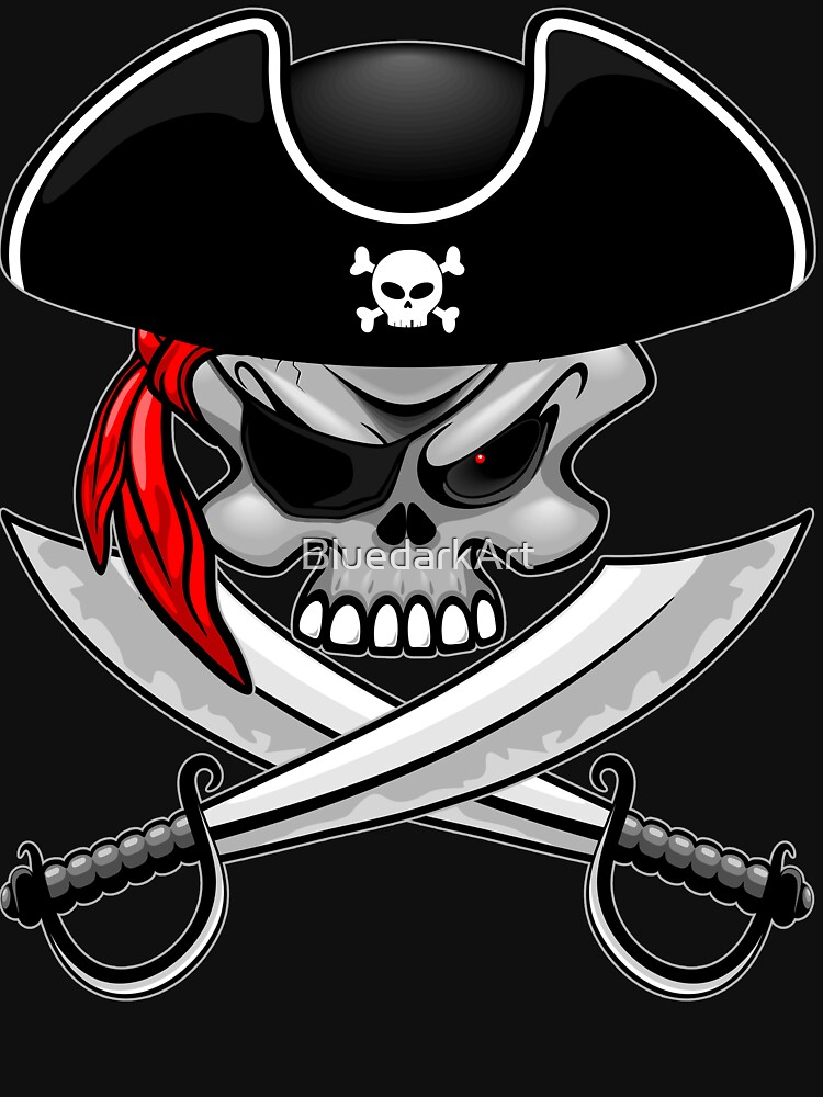 T-shirt design with a pirate skull and saber Vector Image