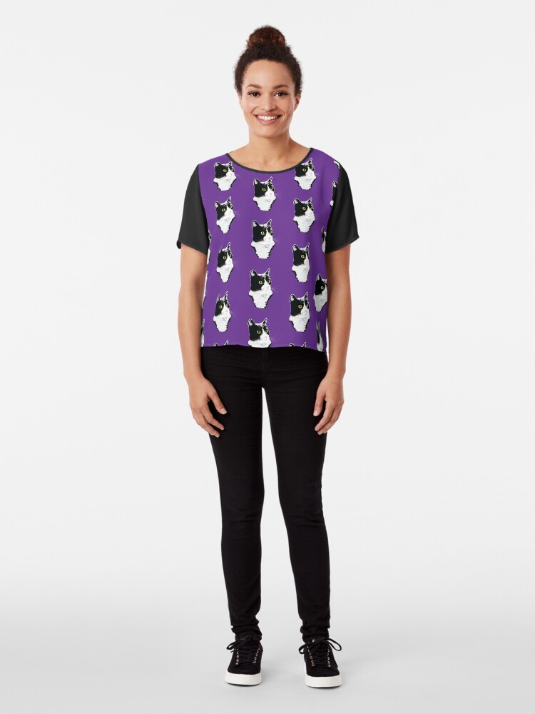 Alternate view of Regal Tuxedo Kitty Chiffon Top