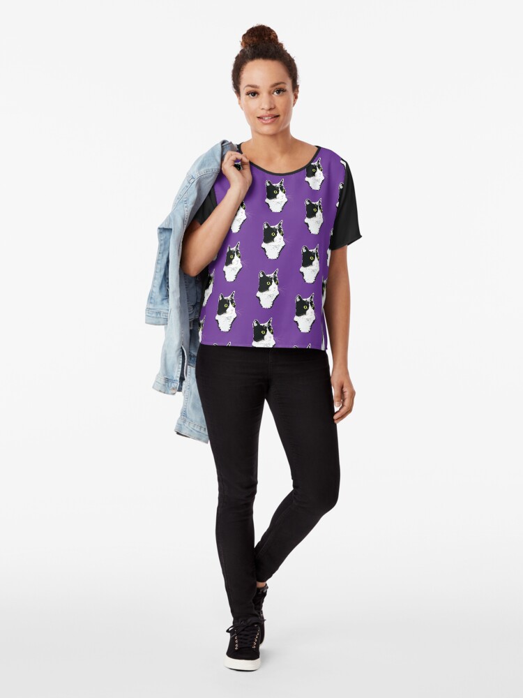 Alternate view of Regal Tuxedo Kitty Chiffon Top