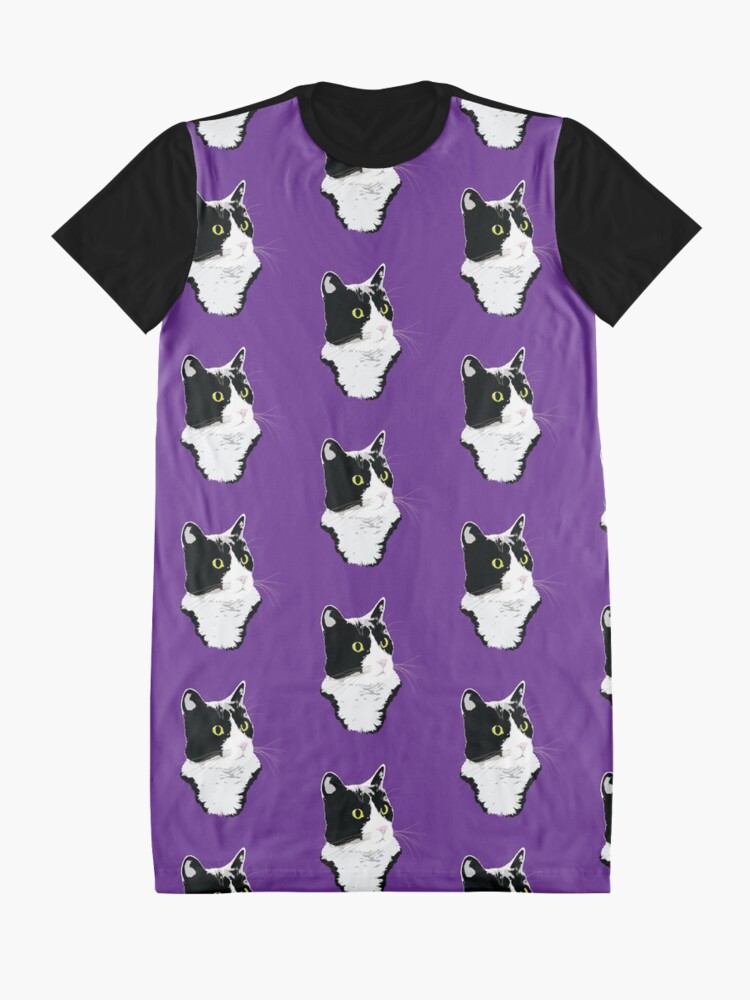 Alternate view of Regal Tuxedo Kitty Graphic T-Shirt Dress