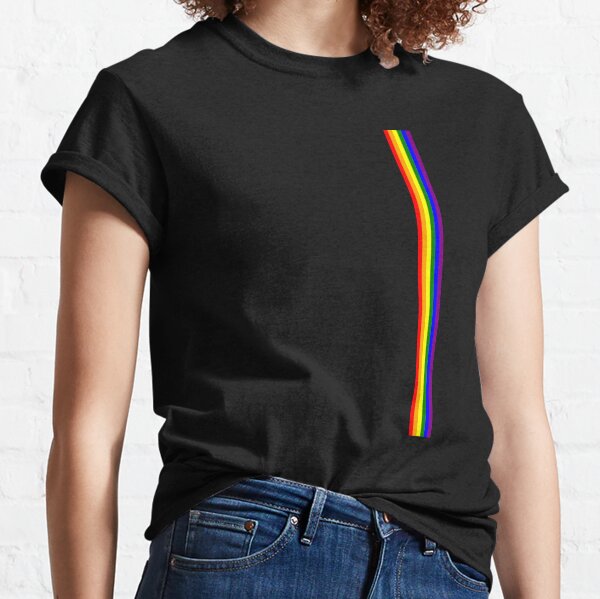 Gay Pride LGBT Subtle Rainbow Stripe Vertical Flag print Classic T-Shirt