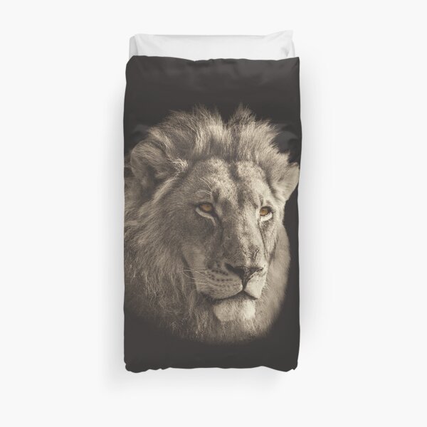 Lion Face in Vintage Sepia Duvet Cover