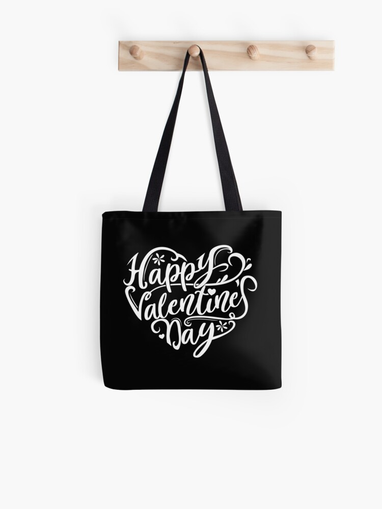 Niedliches Gluckliches Valentinstag Herz Beschriftet Liebesprodukt Stofftasche Von Tronictees Redbubble