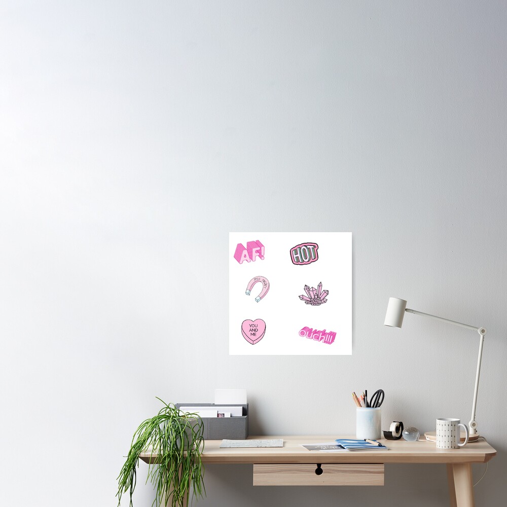 pink aesthetic tumblr trendy sticker pack poster for sale by shannondunnx redbubble