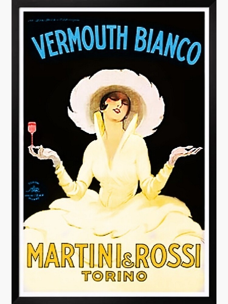 "Vintage Martini and Rossi Vermouth Bianco Lithograph Advertising Wall