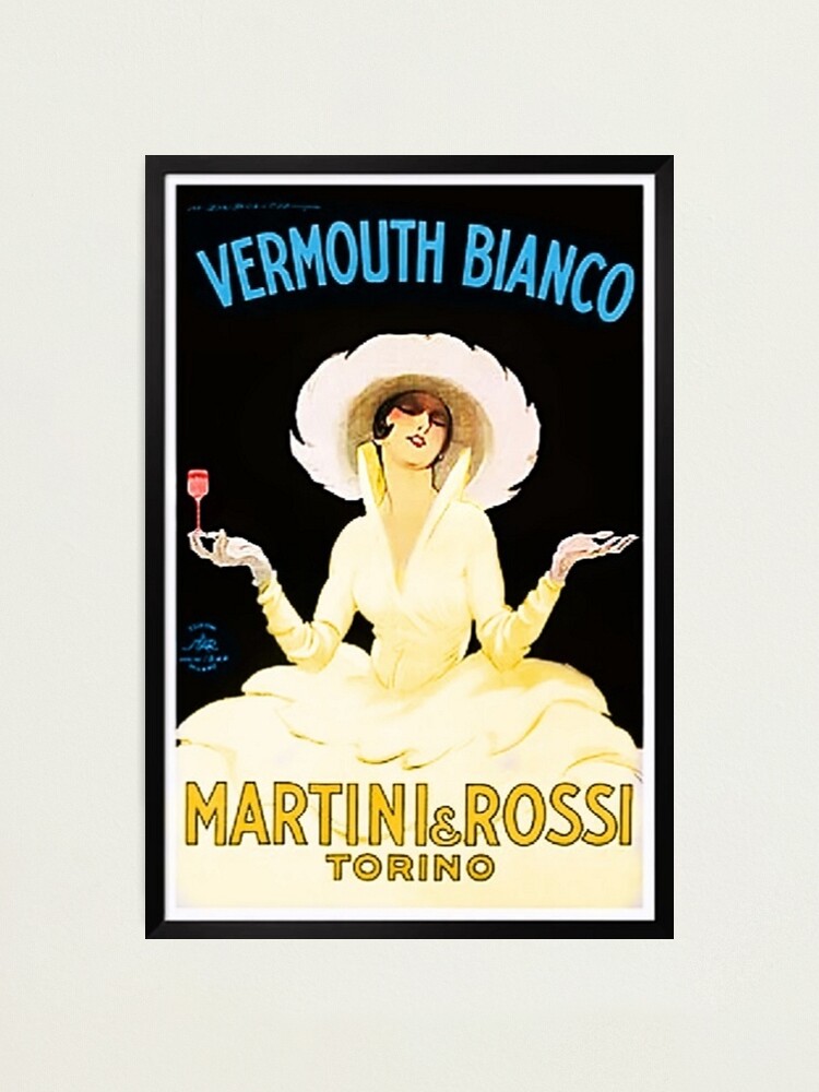"Vintage Martini and Rossi Vermouth Bianco Lithograph Advertising Wall