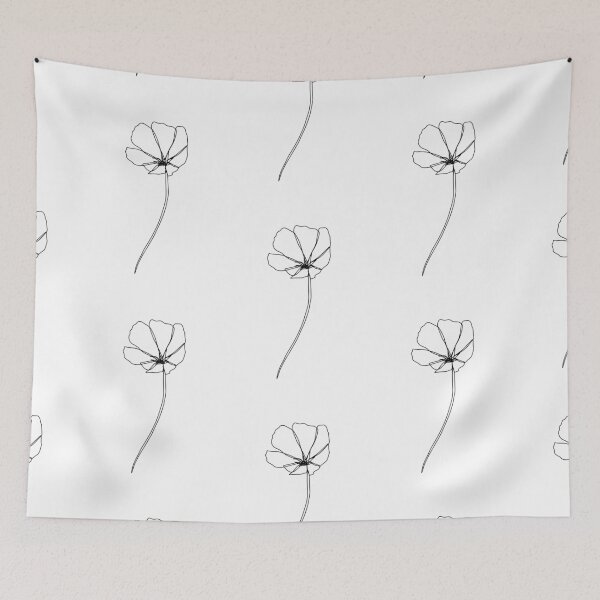 Item preview, Minimalistic Black and White Poppy | Boho Wild Flower Art designed and sold by brabikate.