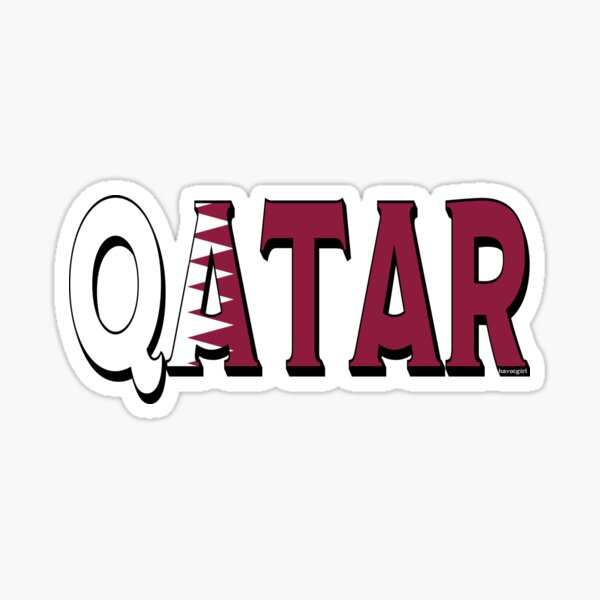 Qatar font With Qatari Flag Sticker