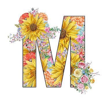 Monogram M Floral Sticker by Quaintrelle, Redbubble