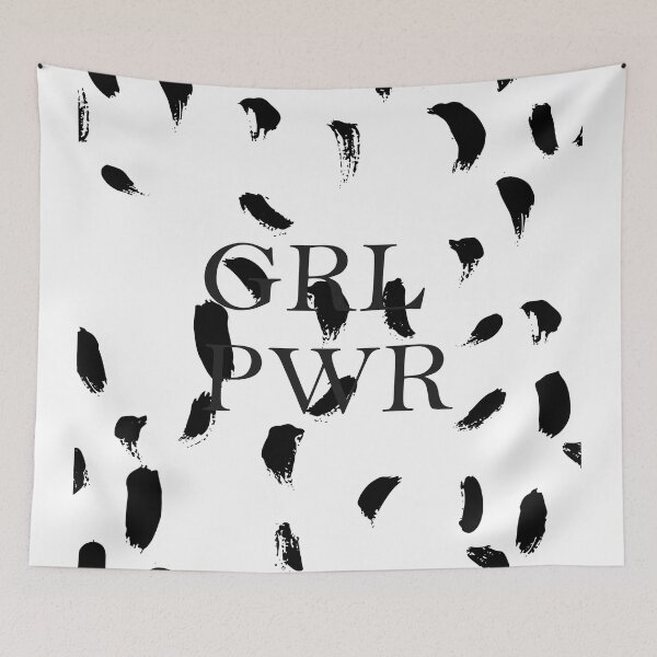 Item preview, Girl Power pattern black and white designed and sold by FoxEmpire.