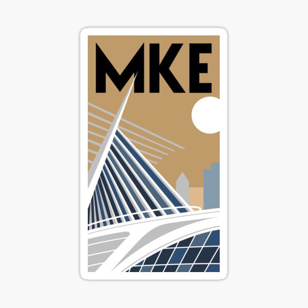 Vista previa del artículo con la obra «Póster minimalista de Milwaukee, Wisconsin, con el Museo de Arte de Milwaukee», diseñado y vendido por Trevor Kinkade.