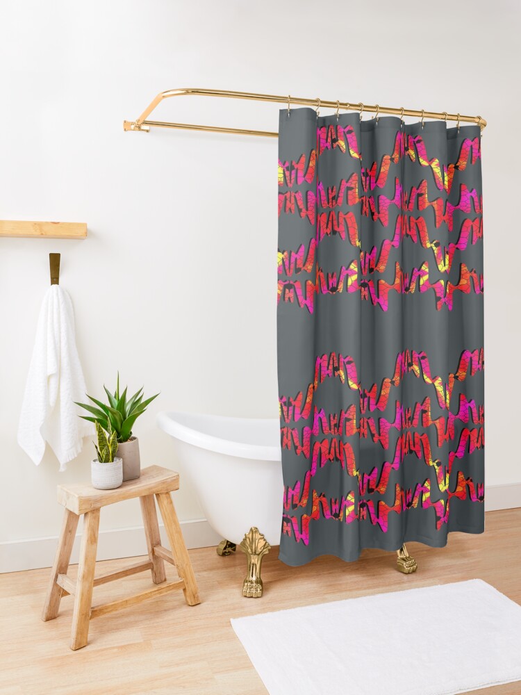 Alternate view of Neon crackle Shower Curtain
