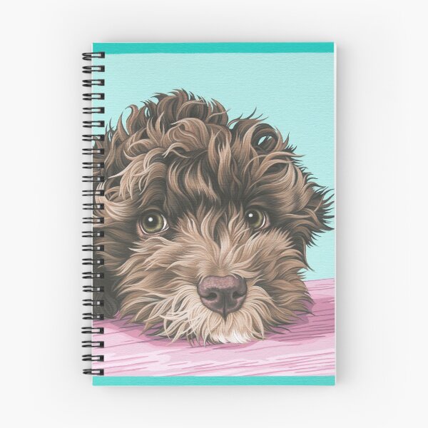 Item preview, Cute Labradoodle Puppy Painting, Chocolate Labradoodle Puppy Portrait designed and sold by Pop Zoo.