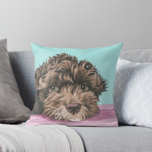 Artikelvorschau, Niedliche Labradoodle-Welpen-Malerei, Schokoladen-Labradoodle-Welpen-Porträt entworfen und verkauft von Pop Zoo.