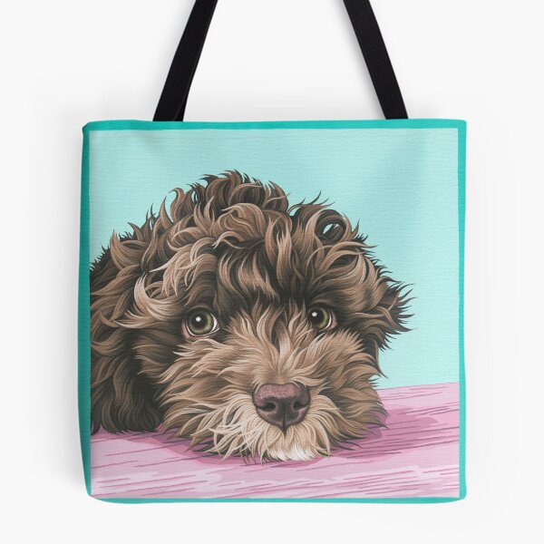 Artikelvorschau, Niedliche Labradoodle-Welpen-Malerei, Schokoladen-Labradoodle-Welpen-Porträt entworfen und verkauft von Pop Zoo.