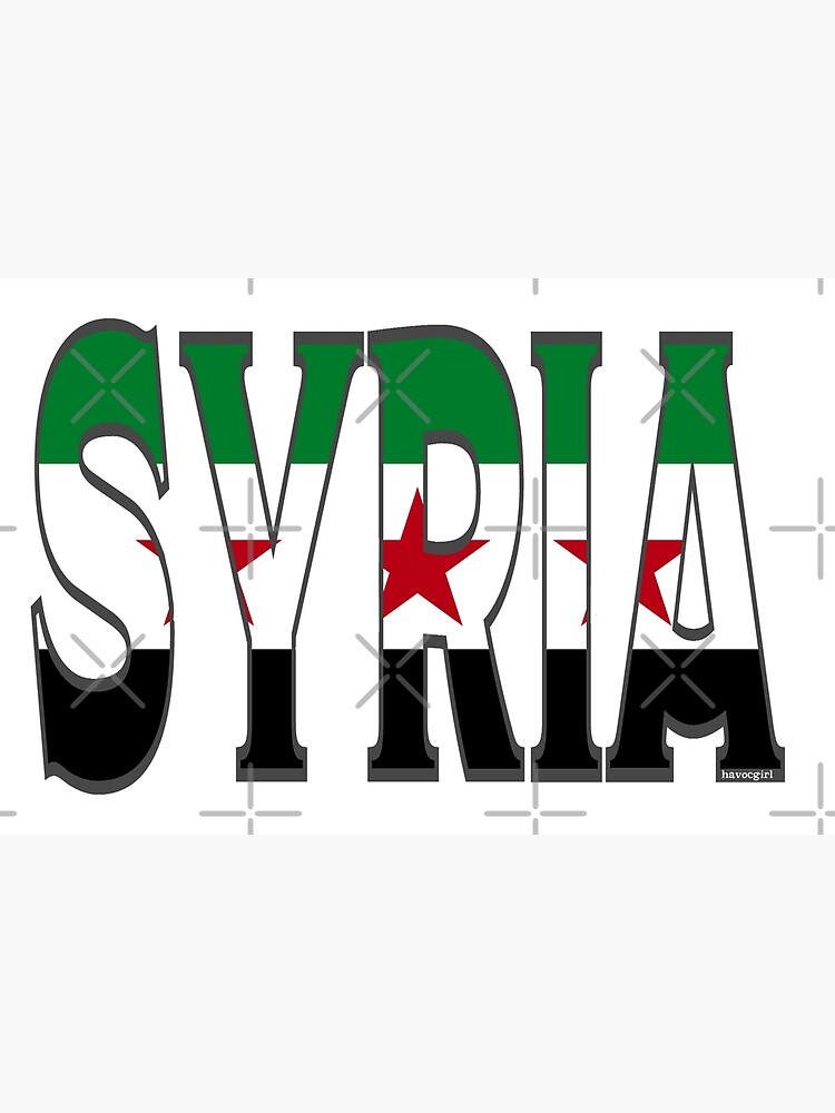 Kunstdruck for Sale mit Syrien Schrift Mit Syrischer Flagge von