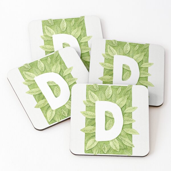 Item preview, Letter D in green watercolor leaves designed and sold by helga-wigandt.