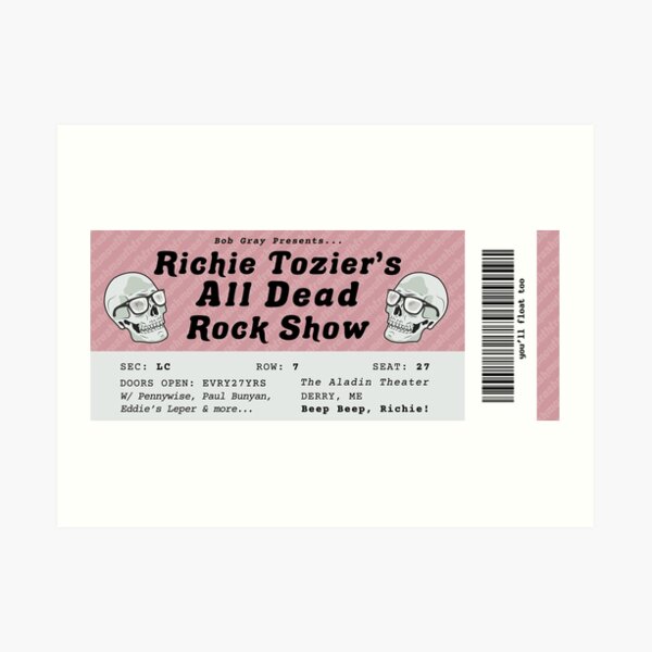 All Dead Rock Show Ticket Art Print
