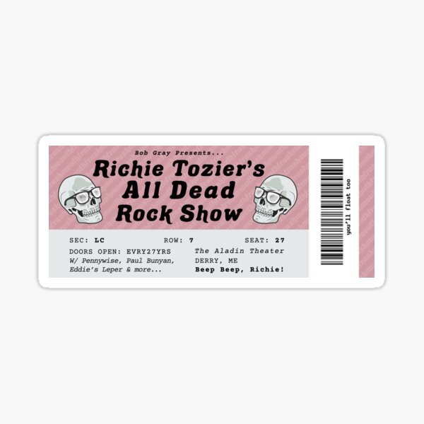 All Dead Rock Show Ticket Sticker