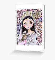 Christmas angel with owl Greeting Card