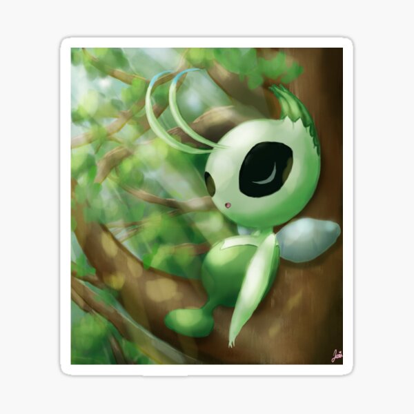 Celebi Psychic Grass Mythical Pokemon Go Skateboard Laptop Phone Decal Sticker
