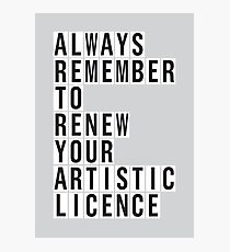 LICENCE RENEWAL Photographic Print