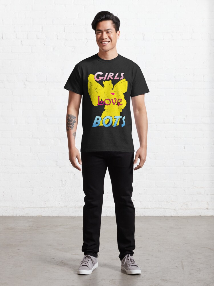 Thumbnail 3 of 7, Classic T-Shirt, Girls Love Bots Yellow designed and sold by cybercat.