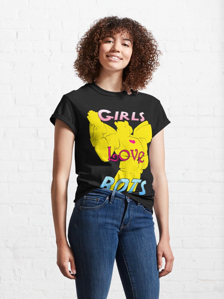 Thumbnail 4 of 7, Classic T-Shirt, Girls Love Bots Yellow designed and sold by cybercat.