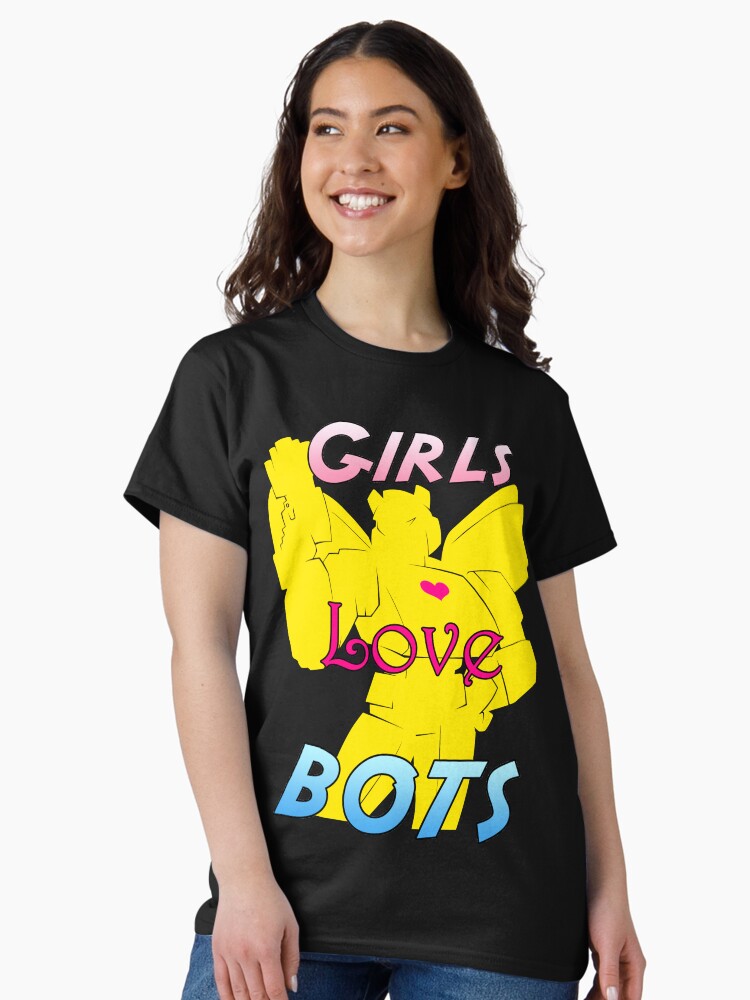 Thumbnail 2 of 7, Classic T-Shirt, Girls Love Bots Yellow designed and sold by cybercat.