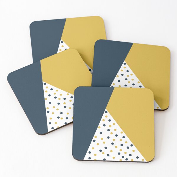 Item preview, Dot Cascade: Cheerful Minimalist Angled Color Block Design in Light Mustard Yellow, Navy Blue, and White designed and sold by kierkegaard.