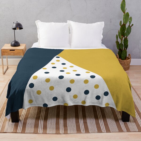 Item preview, Dot Cascade: Cheerful Minimalist Angled Color Block Design in Light Mustard Yellow, Navy Blue, and White designed and sold by kierkegaard.