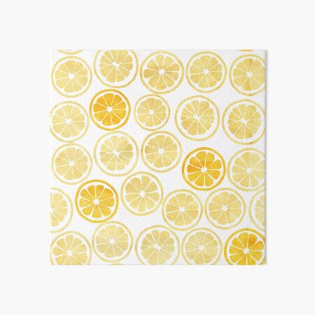 Yellow Watercolor Lemon Slices Pattern Art Board Print