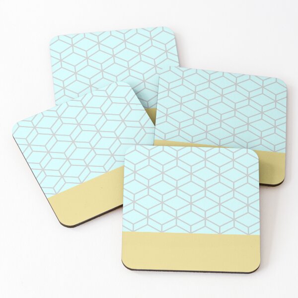 Item preview, Honeycomb Geometric Lattice 2 in Mustard Yellow, Light Gray, and Light Aqua designed and sold by kierkegaard.