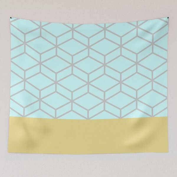 Item preview, Honeycomb Geometric Lattice 2 in Mustard Yellow, Light Gray, and Light Aqua designed and sold by kierkegaard.