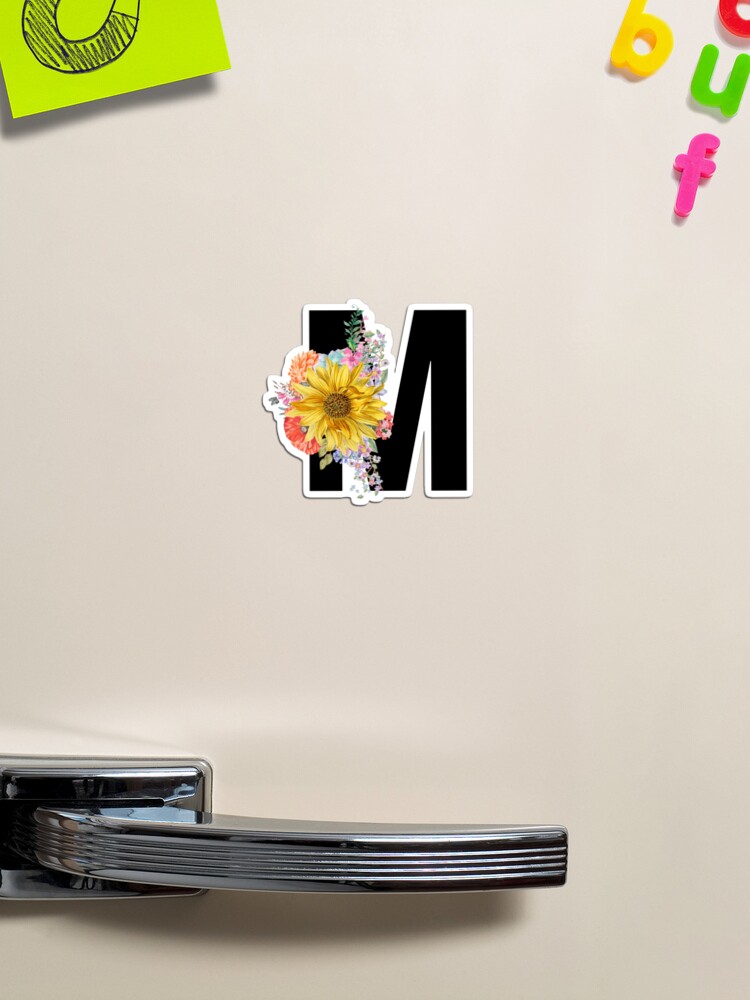 Monogram M Floral Sticker by Quaintrelle, Redbubble