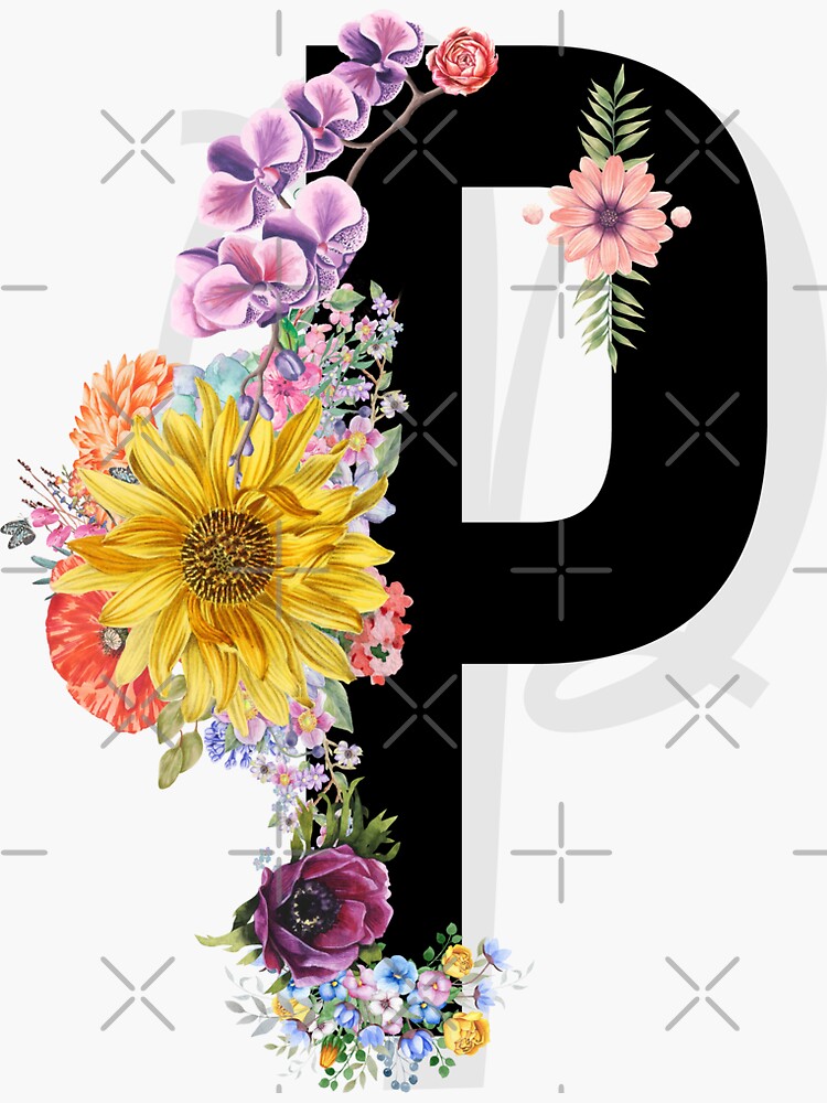 Monogram M Floral Sticker by Quaintrelle, Redbubble