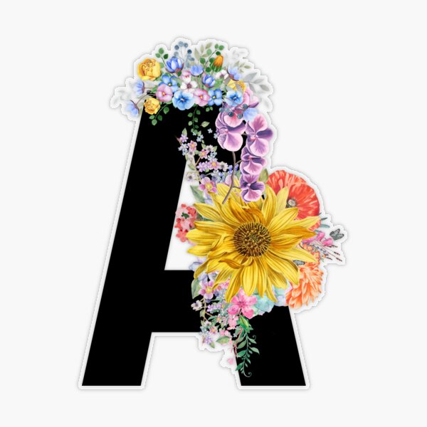 Monogram M Floral Sticker by Quaintrelle, Redbubble