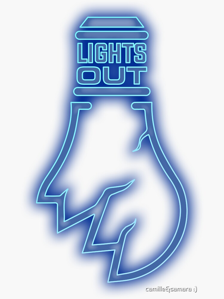 "lights out OFFICIAL merch!!!!!!!!!" Sticker by camille Redbubble