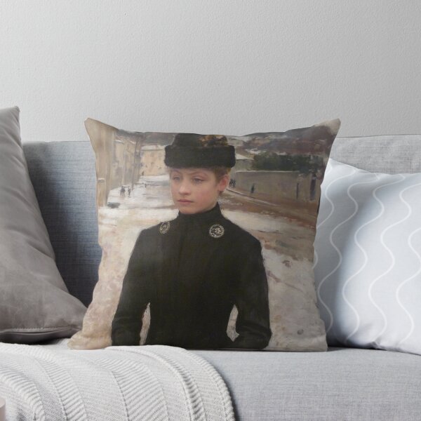 Item preview, Émile Friant - Young Woman of Nancy in a snowy Landscape designed and sold by ArtExpression.