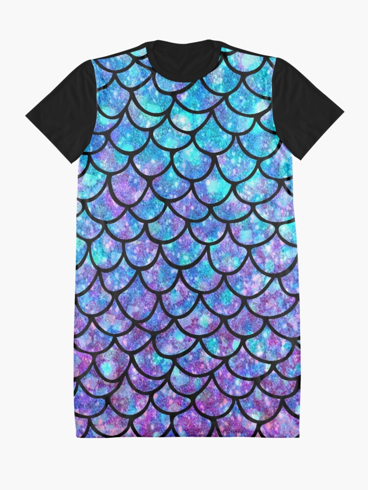 Alternate view of Purples & Blues Mermaid scales Graphic T-Shirt Dress